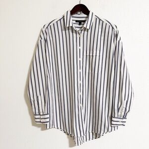 Banana Republic Oversized Striped Cotton Button Up Blouse